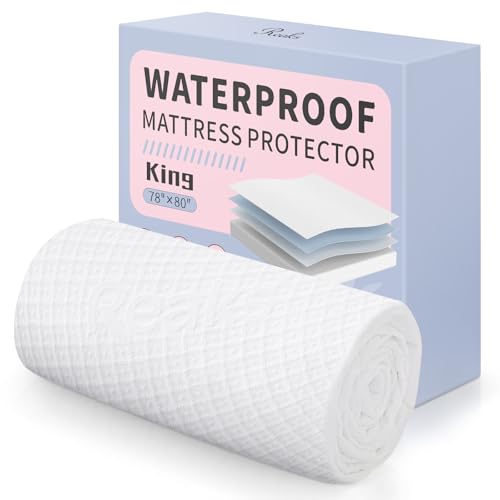 King Size Waterproof Mattress Protector Rayon from Bamboo Cooling Fitted Mattress Pad Cover with Deep Pocket Up to 18'' - Thumbnail 6