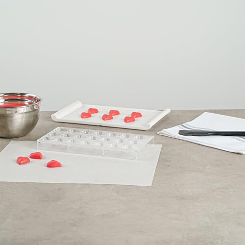 Restaurantware Pastry Tek 10.8 x 5.3 Inch Chocolate Shaping Molds 10 Freezable Candy Molds - 21 Cavities Heart-Shaped Clear Polycarbonate Chocolate Molds Dishwashable Easy To Release by Restaurantware - Image 7