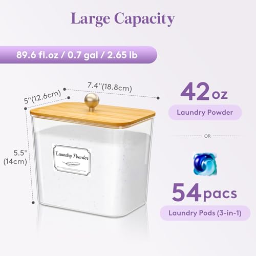 Image of Lifewit Laundry Pods Container with Lid, 0.7gal, Natural, 1 Pcs | Dryer Sheet Holder, Laundry Room Organization Storage for Washing Powder, Scent Booster Beads, Coffee Pods Kcup