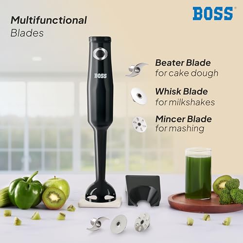 Image of BOSS Classic+ Hand Blender 175W with 3 Stainless Steel Blades & 2 Year Warranty | Black