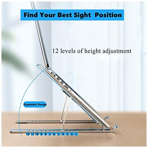 Vancold Laptop Stand, Ergonomic Aluminum Laptop Mount Computer Stand, Detachable Laptop Riser Notebook Holder Stand Compatible with MacBook Air Pro, Dell XPS, Lenovo More 10-15.6" Laptops- Silvery - Image 5