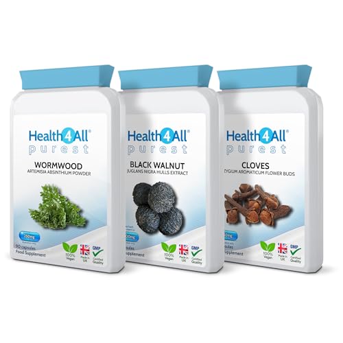 Wormwood Black Walnut Hull and Clove Capsules Set 3 x 90 Herbal Capsules