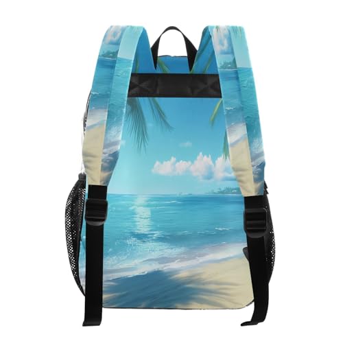 Palm Sea Beach Clear Backpack - Stadium Approved Large 15.7-inch Waterproof Transparent Bag for Sports, Concerts, Work, Travel#1483
