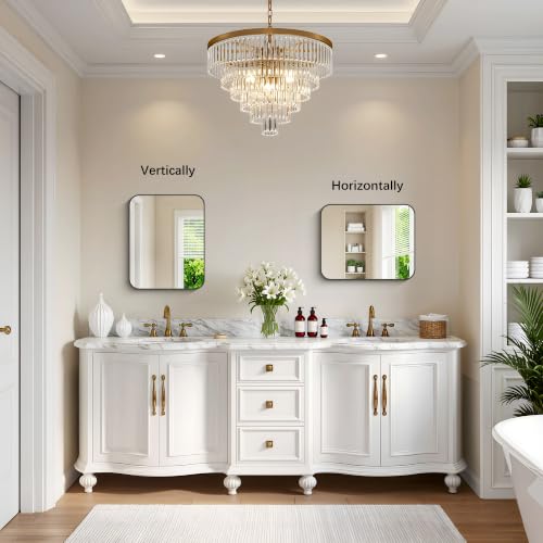 Image of DESBING 16 inchx20 inch Bathroom Mirror for Over Sink, Black Framed Wall Mirror