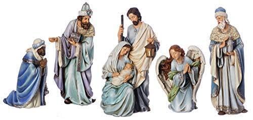 Christmas Decorations for The Holiday - Blue Robe Nativity 5 Piece Set 15 Inch Tall - Decorations for Christmas sdf-781