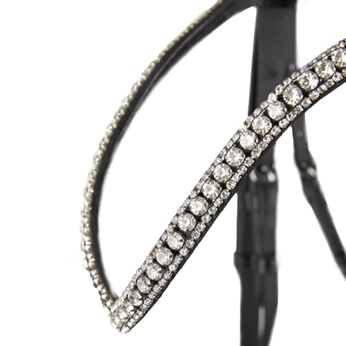 Foto von HORZE Trensenzaum Grayson, anatomisches Zaumzeug, Leder Trense für Dressur mit Glitzer, Schwarz, P