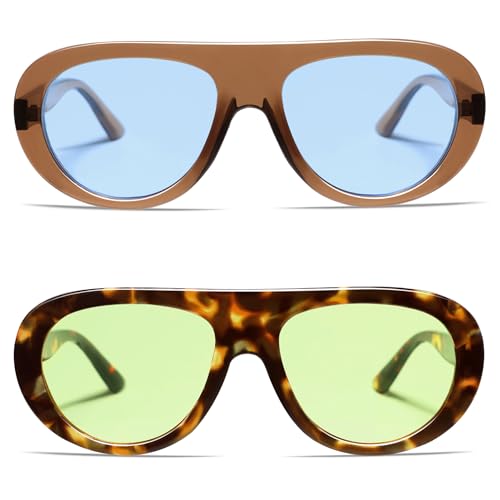 Image of VANLINKER Oversized Retro Aviator Sunglasses for Women Men Chic 70s Vintage Style Trendy 2026 Chunky Sun Glasses VL9865