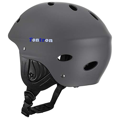Tontron Adult Whitewater Kayaking Canoeing Watersports Helmet (Matte Grey, Medium) - Thumbnail 2