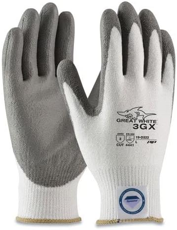 Protective Industrial Products X-Large White And Gray Great White 3GX Light Weight Dyneema Diamond Blend Cut Resistant Gloves With Knit Wrist And Polyurethane Coated Palm And Fingertips