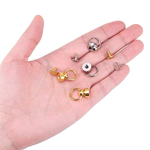 Button Studs Rivets O-Ring Head Button Stud Screwback with Screw for DIY Art Leather Craft Belt Purse Handbag(25Pcs/Silver)