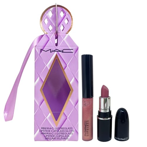 MAC Cosmetics Holiday Exclusive Cosmic Kiss Mini Lustreglass Lipstick and Lipglass Duo Set - Syrup/Nymphette