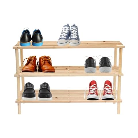 KHAPALWAK 3 Tier Bamboo Shoe Rack Organizer Cover