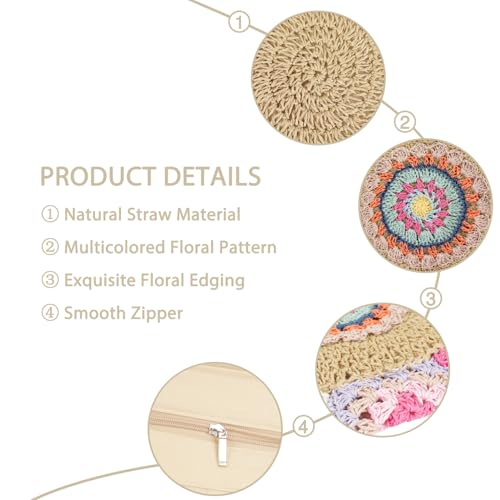 Bolso playero grande tejido floral para mujer miniatura 4