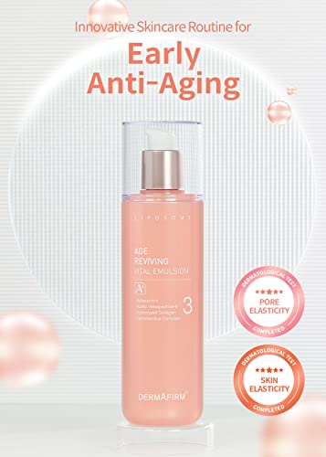 Dermafirm Age Reviving Vital Tone Up Emulsion Cream A4 | Face Firming Cream Hydrating Moisturizer for Pore Firming w/Collagen, Astasome & Peptide All Skin Types | No Animal Trials No Paraben 6.76 fl