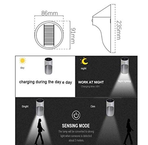 Applique murale solaire LED étanche blanche avec détecteur de mouvement pour extérieur