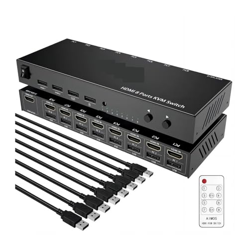 Conmutador USB KVM de 8 puertos con resolución 4K para controlar múltiples ordenadores