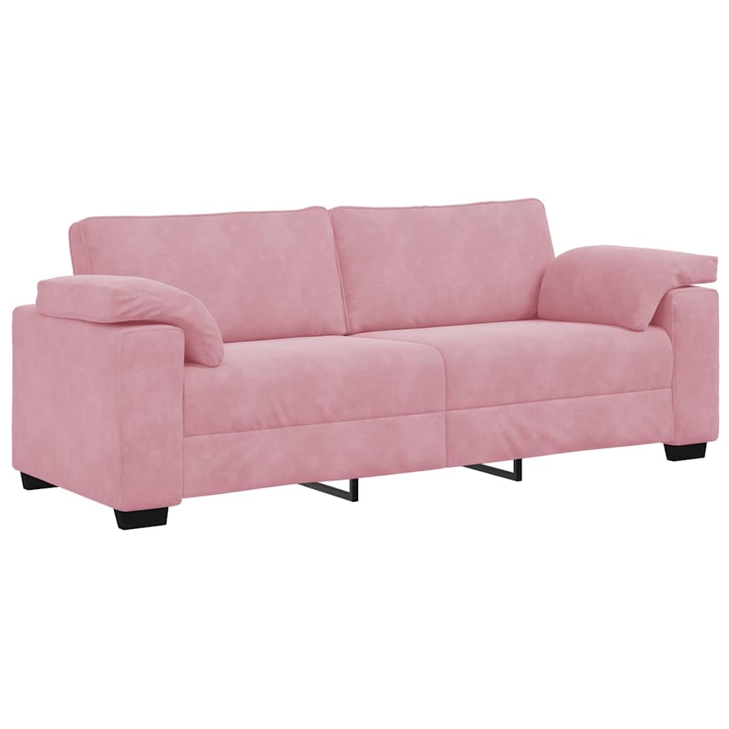 Juego de sofá de 2 piezas de terciopelo rosa - Elegante sofá de 2 plazas y 3 plazas para salón y oficina, incluye 4 cojines decorativos y estructura de metal resistente