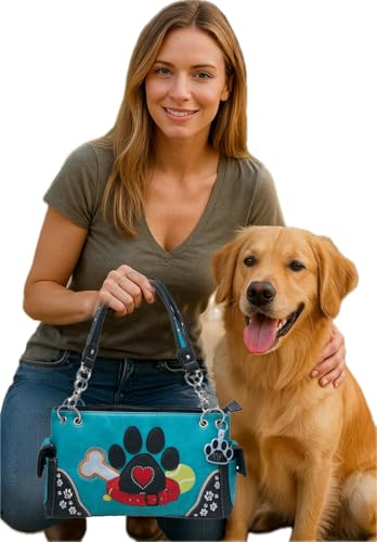 Dog Paw Print Handbag Women Shoulder Purse Wallet Set Western Style2