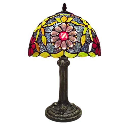 WYUYIW lámpara de mesa de vidrio manchado de lámpara vintage para el dormitorio lámpara de escritorio led retro sala de estar decoración del hogar nocturno luz caliente como siempre lámpara