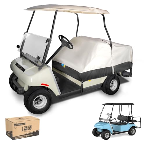 10L0L-Waterproof-Golf-Cart-Seat-Cover-Protector-for-4-Passenger-EZGO-Club-Car-Yamaha-A-Great-Cover-to-Keep-Seats-Dry-and-Protected-More-Easy-Than-a-Full-Cover-Beige-and-Black