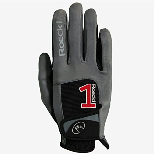 Gants d'équitation Roeckl Mansfield gris taille 6,5 pour cavalier et cavalière