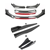 ABX Universal Front Bumper Lip Carbon Fiber Car Trim Protection Chin Front Splitter Body Kits + 33.86' Side Skirt + Rear Bumper Lip Compatible with Honda Accord Civic BMW Mitsubishi Most Vehicles