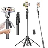 Auto Face Tracking Tripod for iPhone/Android ，71' Mobile Phone Stand with Light and Remote,Phone Selfie Stick for Smartphone,iPhone Tripod Stand for Filming Video Vlog Recording