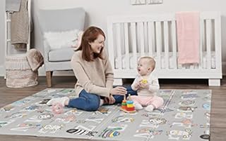 Regalo Sensory & Learning My Play Mat, Foldable & Reversable, Waterproof, Bonus Kit, Includes Travel Case with Carry Strap, Grey, Extra Large