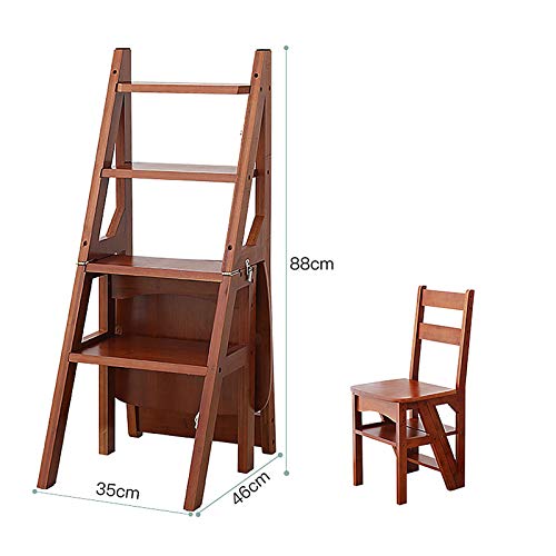 Escabeau polyvalent pliable gain de place étagère bambou 4 niveaux - 7