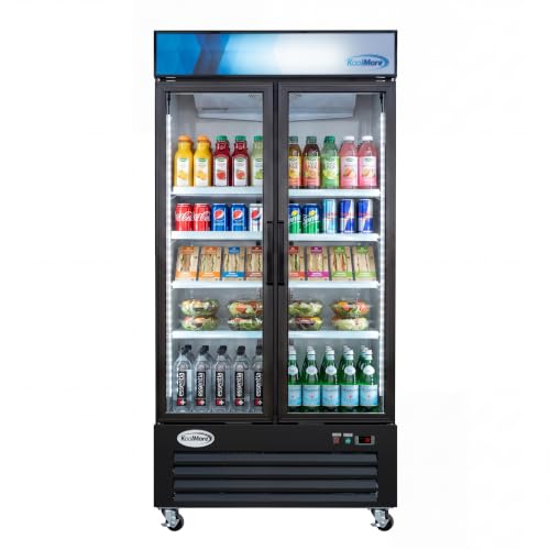 Image of KoolMore 40 in. 33 Cu. Ft. Commercial Merchandiser Display Refrigerator with Swing Doors, LED Lighting, Certified for Commercial Use in Black