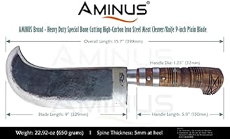 AMINUS Brand Heavy Duty Special Bone Cutting Meat Cleaver 9 Inch Blade