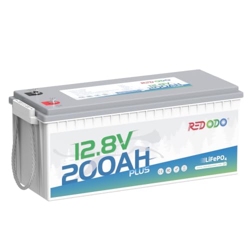 Image of Redodo 12.8V 200Ah Plus Lithium LiFePO4 Battery, Built-in 200A BMS, 4000+ Deep Cycles, Max 2560W Power Output, UL&FCC Certificates, 10-Year Lifetime, Perfect for RV, Solar, Off-Grid, etc.