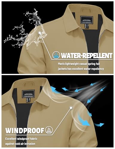 Image of TACVASEN Mens Lightweight Windbreaker Full Zip Up Laydown Collar Jackets Light Casual Coat with Zip Pockets