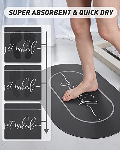 Tchdio-Bath Mat Rug 17”X27” Soft Diatomaceous Earth Non Slip Quick Dry Rubber Backed Black Bathroom Rug Mat Absorbent Get Naked Bath Mat Rug For Bathroom Floor-Easy Clean Bathmat #TOP1