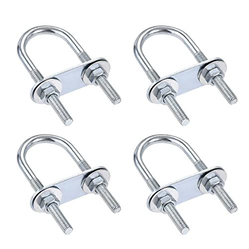 uxcell Round U-Bolts 4 Sets 0.98"(25mm) Inner Width 70mm Length Steel M6
