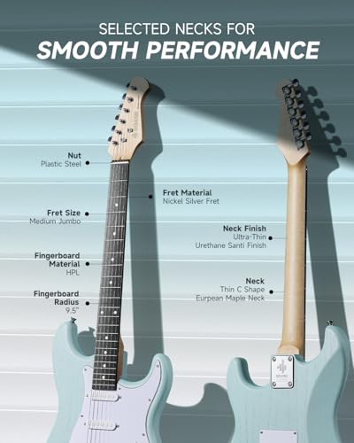 Image of DONNER DST-80 Electric Guitar 39 inch Beginner Electric Guitar Kit with Amp, Classic SSS Pickup Complete with Gig Bag, Tuner, Capo, Strap, Picks, and Free Online Lessons