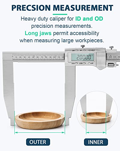 Mxmoonfree 12 Inch Digital Caliper Long Jaw Caliper with 6\" Jaw Depth Calipers Measuring Tool All-Metal Frame Large LCD Screen 0.0005\"/ 0.01mm Resolution (12\"/ 300mm) - Thumbnail 3
