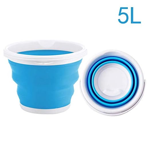 Balde Plegable - WENTS Cubo plegable redondo Cubo de Agua Plegable Plástico Silicona para Pescar Acampar Senderismo y Lavar el Coche Cubo Grande con Asa Azul 5L