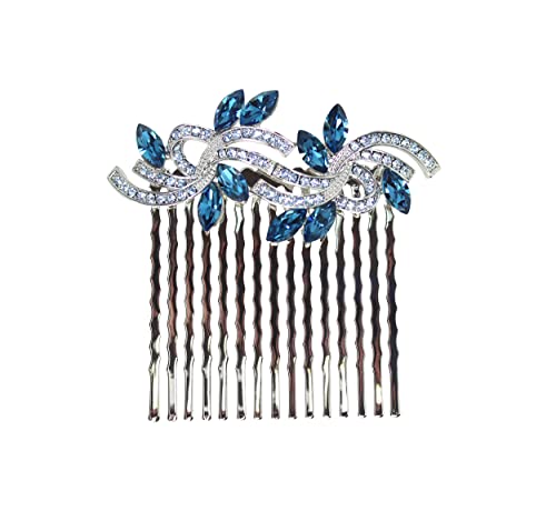 Peine de pelo para bodas y fiestas Faship con pedrería azul oscuro