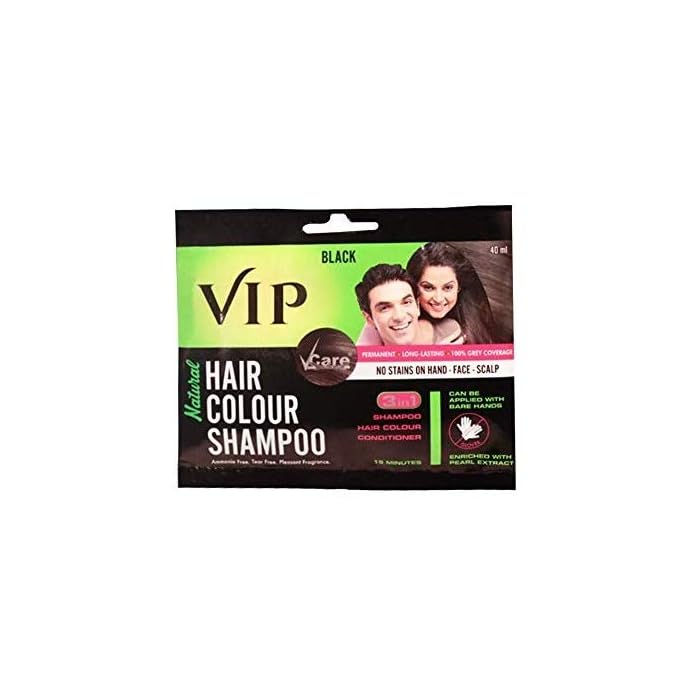 Buy VIP 3 in 1 Hair Color Shampoo 240ml (Pack of 6) (Black) Ammonia