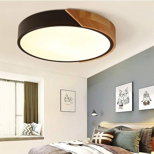 Plafonnier LED rond noir variable encastré moderne lustre