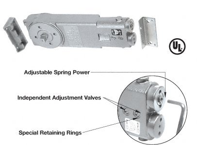 CRL CRL6772 Adjustable Spring Power 105 No Hold Open Overhead Concealed Closer Body Only #2