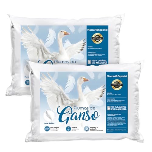 Kit 02 Travesseiro Toque de Pluma Premium Percal 400 Fios 50x70cm Lavável, Antiácaro, Antialérgico