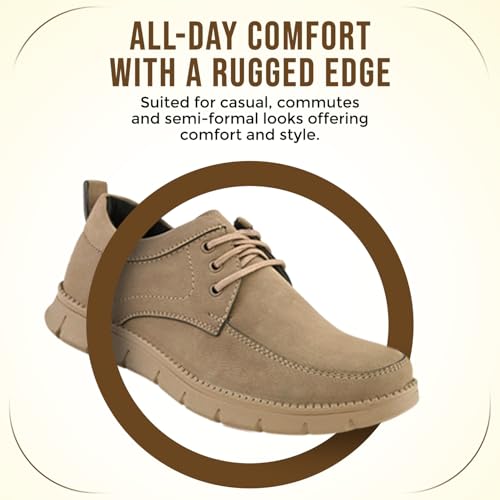 Image of STANPHORD Men Suede Lace-Up Casual Sneakers | Rugged Outdoor Walking Shoes | Cushioned Anti-Skid Sole | College Travel (TPSI 5021)