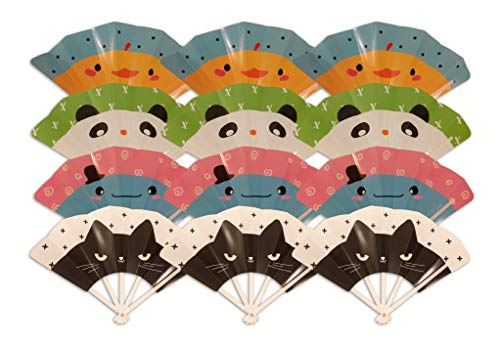 Hand Fans Toddler Birthday Party Favors for Kids; Mixed 12ct Fun, Safe; Folding