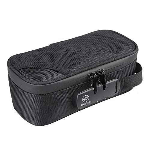FIREDOG Smell Proof Bag with Lock, Carbon Lined Odor Proof Case Containers for Travel Storage (Black, 8x4x2.75 Inch)
