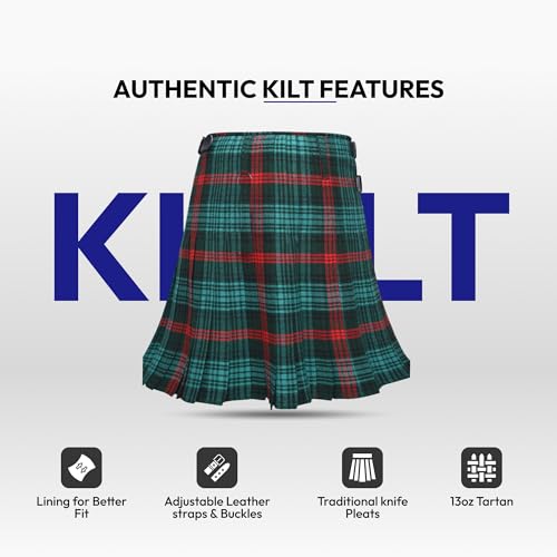 Image of 8 Yard Mens Kilt - Authentic Tartan Kilt for Men Highland Outfit for Weddings & Traditional Scottish Wear