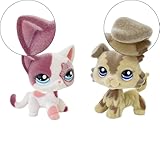 2pcs Custom-Made Flocked Animal Figure Fuzzy Collie Great Dane Dachshund Cocker Spaniel Dog Short Hair cat Old Pet Shop Toy Birthday Party Favor (2210 and 2291)