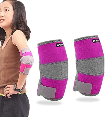 ONTYZZ Children Elbow Bandage 1 Pair Adjustable Girls Boys Elbow Pads Neoprene Elbow Brace for Cycling Biking Scooters Handball Soccer Volleyball Pink