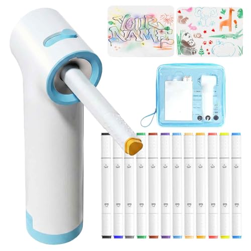 AirbrushZ Textil SetZ,Elektrisches AirbrushZ MarkerZ SetZ,Electric Airbrush Marker Set,Airbrush Elektrischer Farbsprühstift Set Für Handmodell Bemalung,Mit 12 Abwaschbare Marker,1Airbrush,3 Schablonen